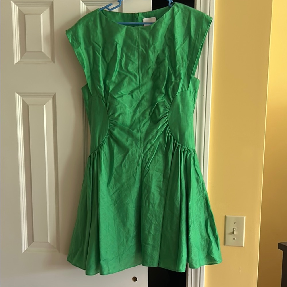 Acler Green Ruched Mini Dress for Wedding Guests